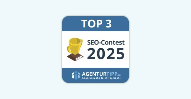Badge: 3. Platz beim Agenturtipp SEO-Contest 2025