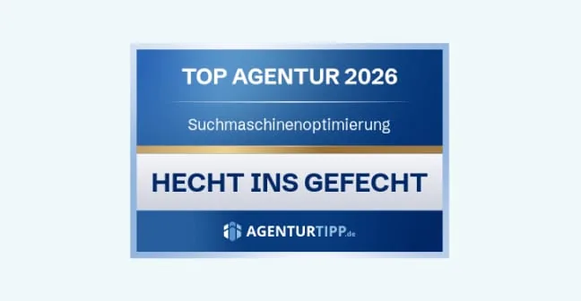 Badge: Top Agentur 2026 für Suchmaschinenoptimierung bei Agenturtipp.de