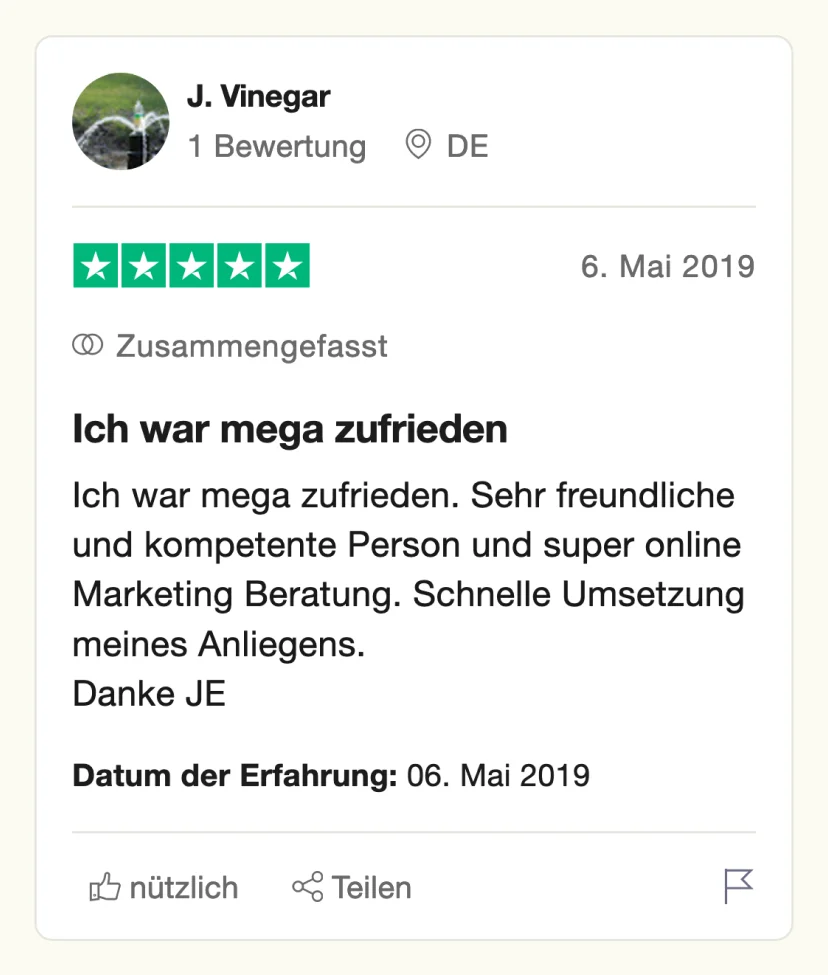 Golocal-Bewertung: "Ich war mega zufrieden"